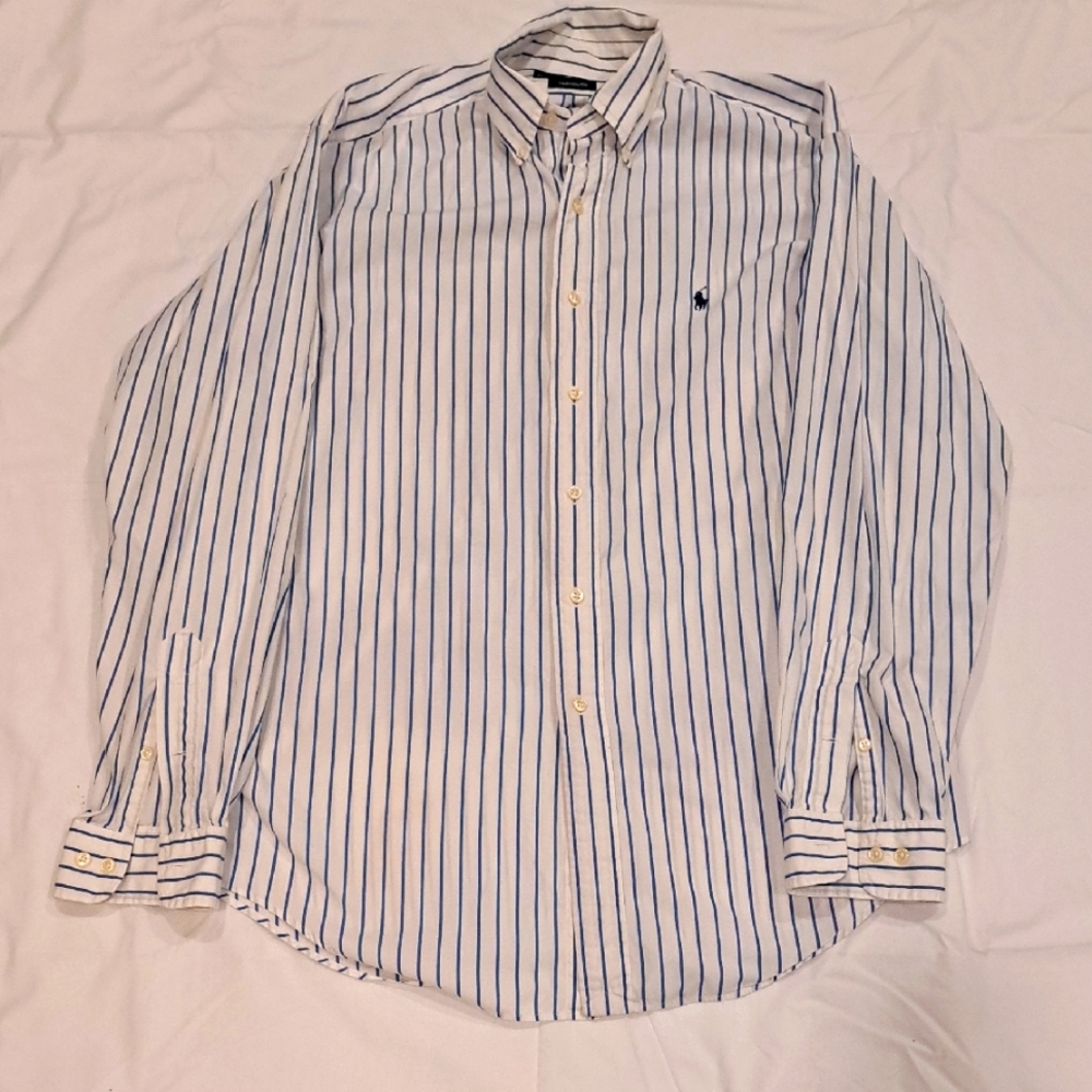 Ralph Lauren Blue and White Striped Casual Shirt